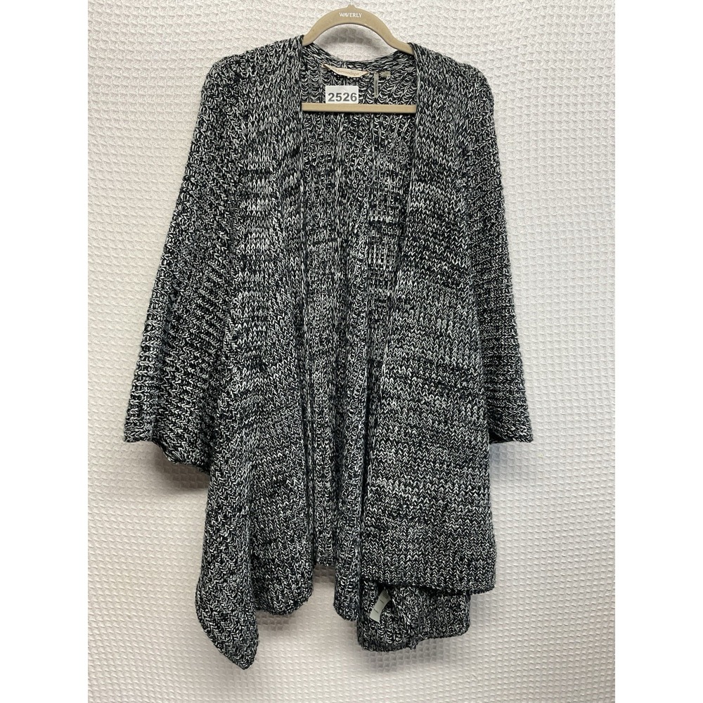 Soft‎ Surroundings Missy Open Front Cardigan One Size Sweater Black White